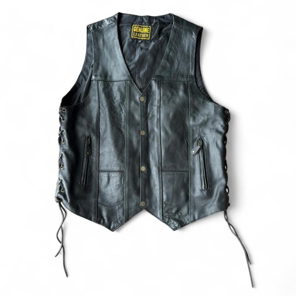 Genuine leather black leather riding